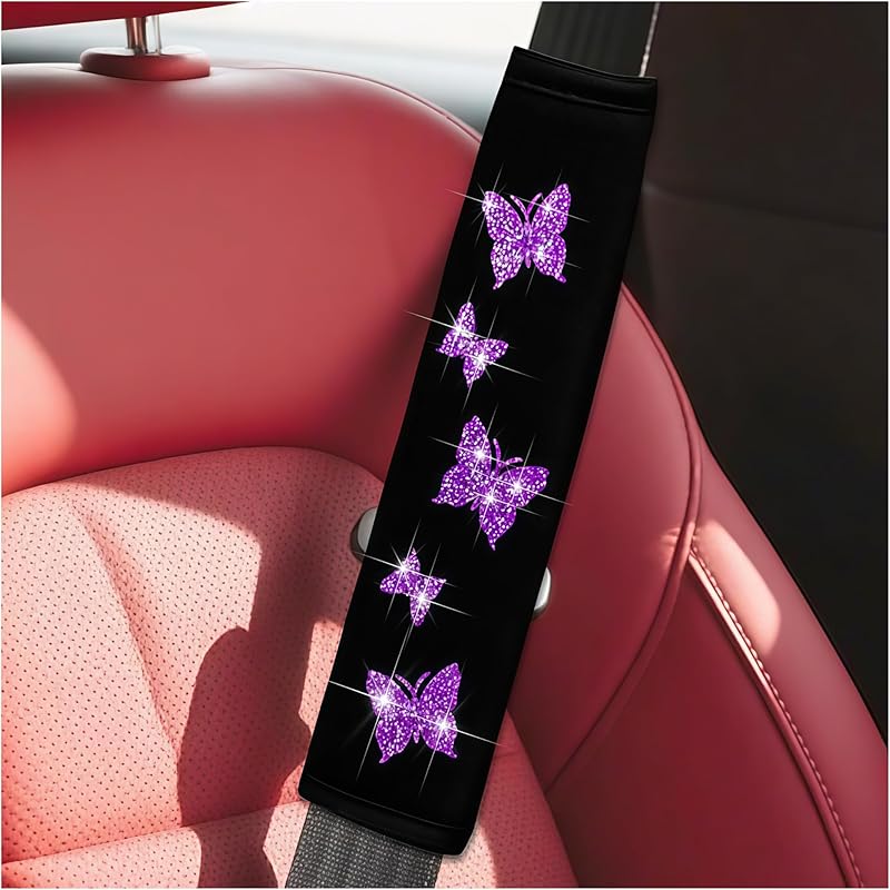 2PCS Car Seat Belt Covers, Polyester Fiber Vehicle Seatbelt Cushion Pad Protector, Automotive Safe Strap Cover Pad Help Protect Neck And Shoulder,