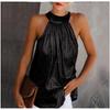 Double Silver Hanging Neck Zipper Sleeveless T-Shirt