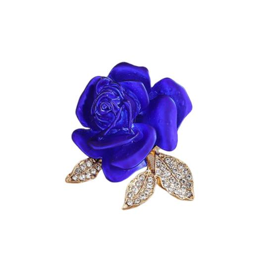 Brooch Pin 3D Rose Flower Shape Sparkling Rhinestones Inlaid Decorative Brooch Sweaters Collars Hats Bags Coats Scarves Accessory