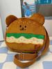 Soft Velvet Hamburger Bear Crossbody Bag With Embroidery For Daily Use
