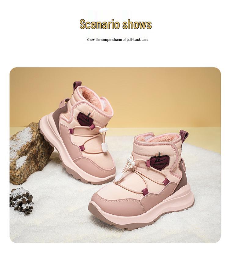 Huili Girls' Fleece-Lined Snow Boots - Warm, Thick, Cold-Proof High-Top Boots for -40°C.