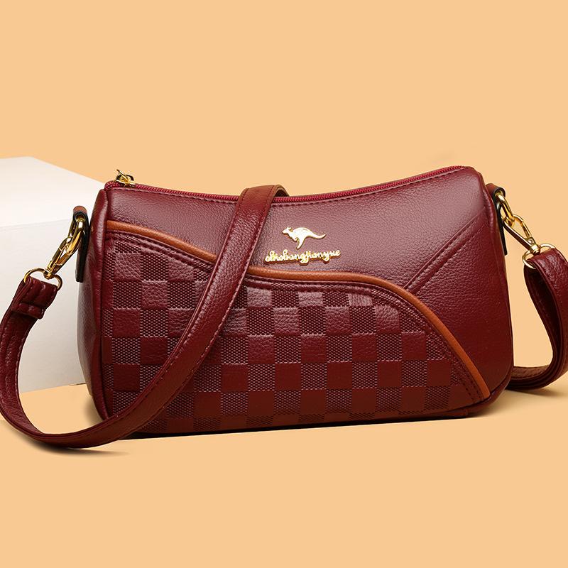 Single Shoulder Messenger Bag Women's Stitching Contrast Color Women's Bag Middle-aged Lady Bag Light Bag