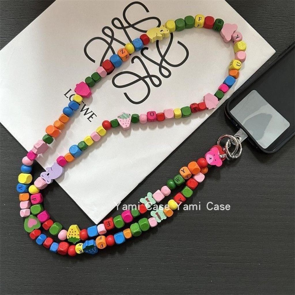 Wooden Bead Koala Butterfly Crossbody Phone Charm with Bow and Lanyard