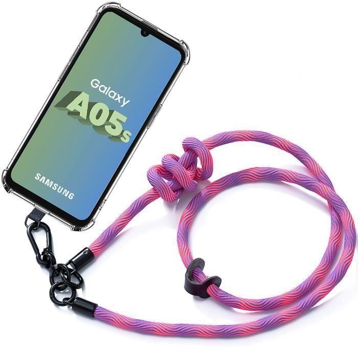 Coque de protection - BOOLING - pour Samsung Galaxy A05s - Transparent Rose - Cordon Démontable - Souple