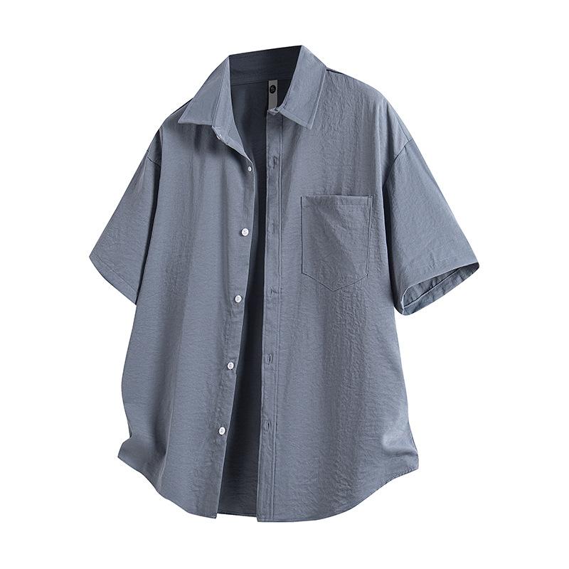 Short Sleeved Shirt Men's Summer Ice Silk Shirt Jacket Men's Summer Casual Workwear Short Sleeved Shirt
