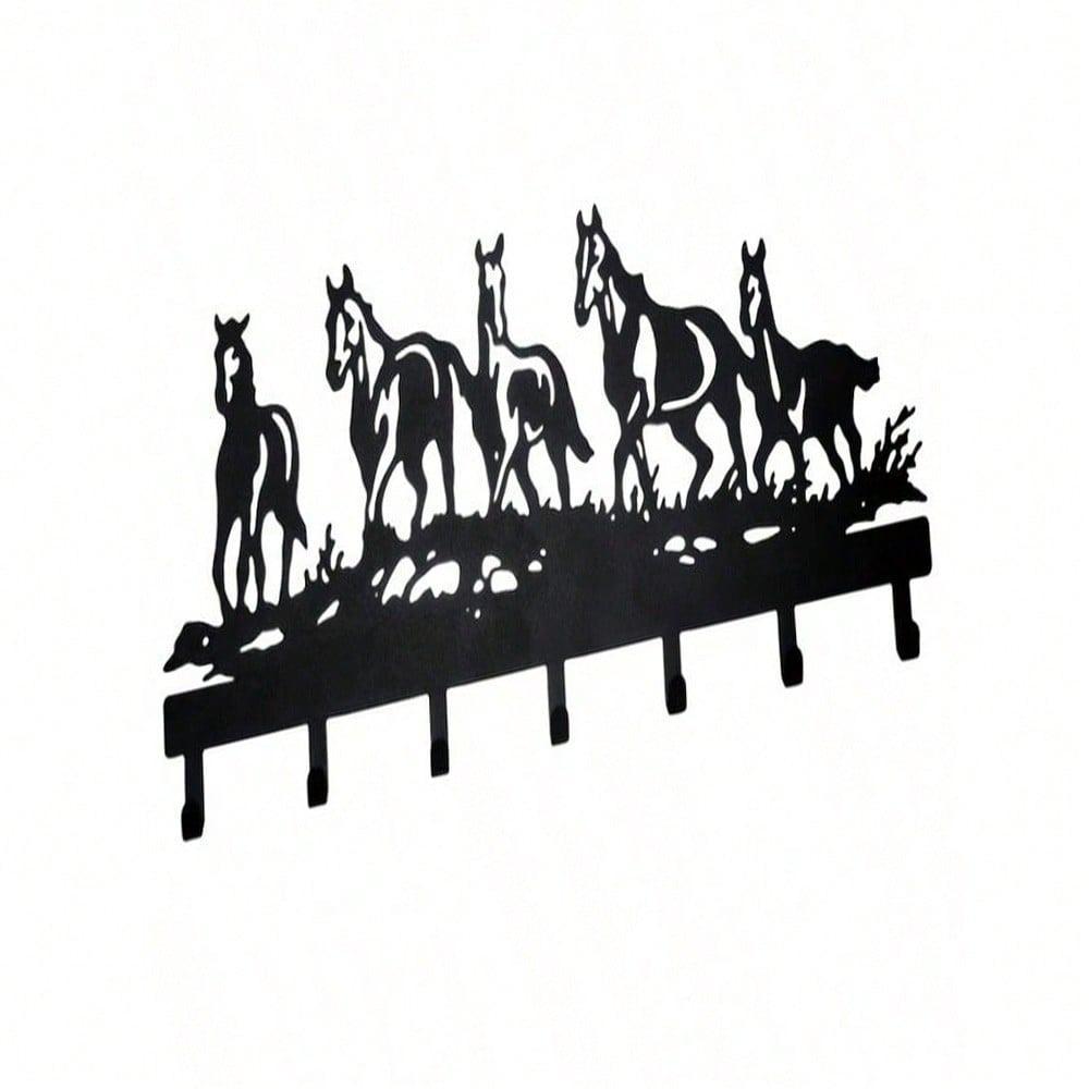 1Pcs 5 Horse Key Hook Hanger Wall Mounted Coat Rack Organizer for Entryway Office Living Room