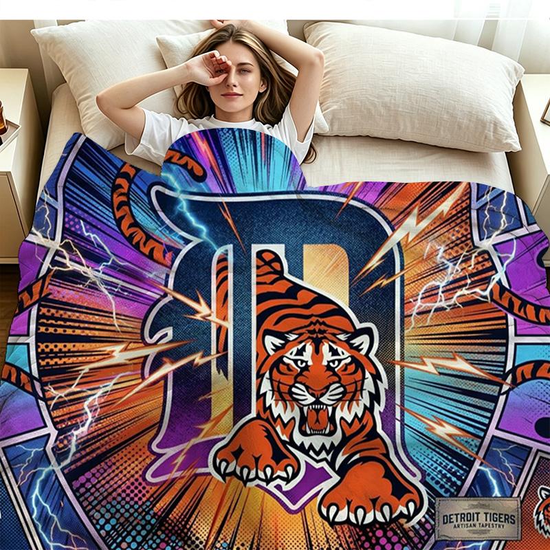 Detroit Tigers Print Flannel Blanket High Quality Warm Comfortable Cover for All Seasons Perfect for Gifts Home Decor