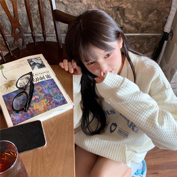 2025 Autumn Embroidered Oversize Waffle Polo Sweatshirt for Women & Couples