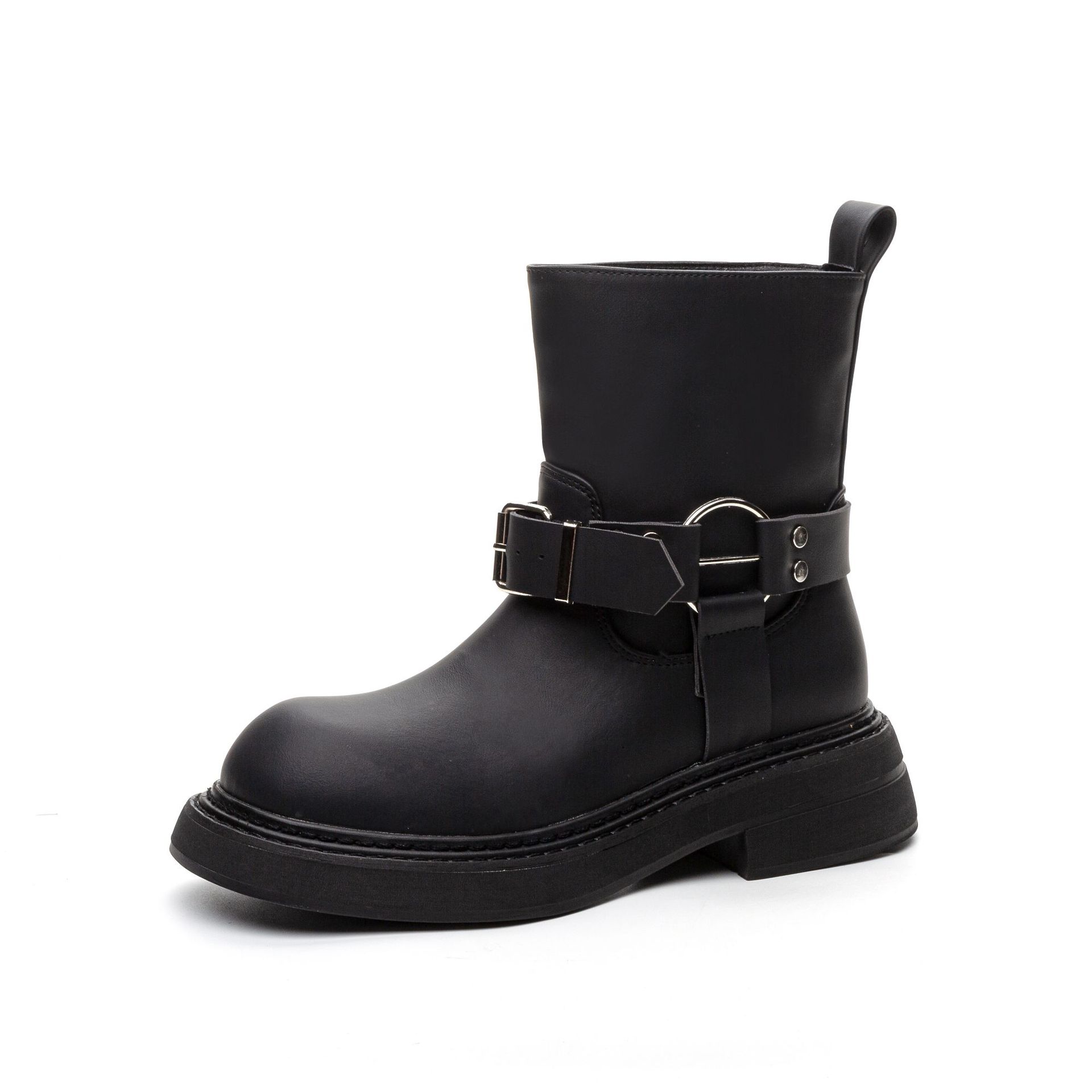 

Кожаные ботинки Martin женские в британском стиле с пряжкой-ремнем 24 новые короткие ботинки осень-зима на толстой подошве с увеличением роста ретро ботинки-локомотивы 40