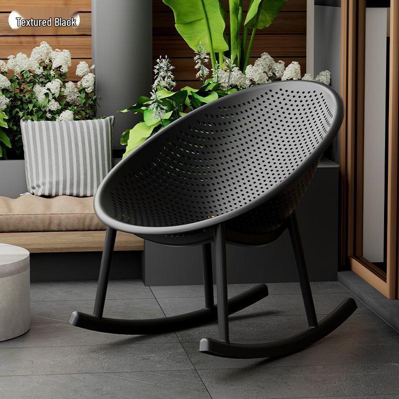 Nordic Eggshell Plastic Recliner: Versatile Indoor/Outdoor Rocking Chair for Living Room or Balcony.