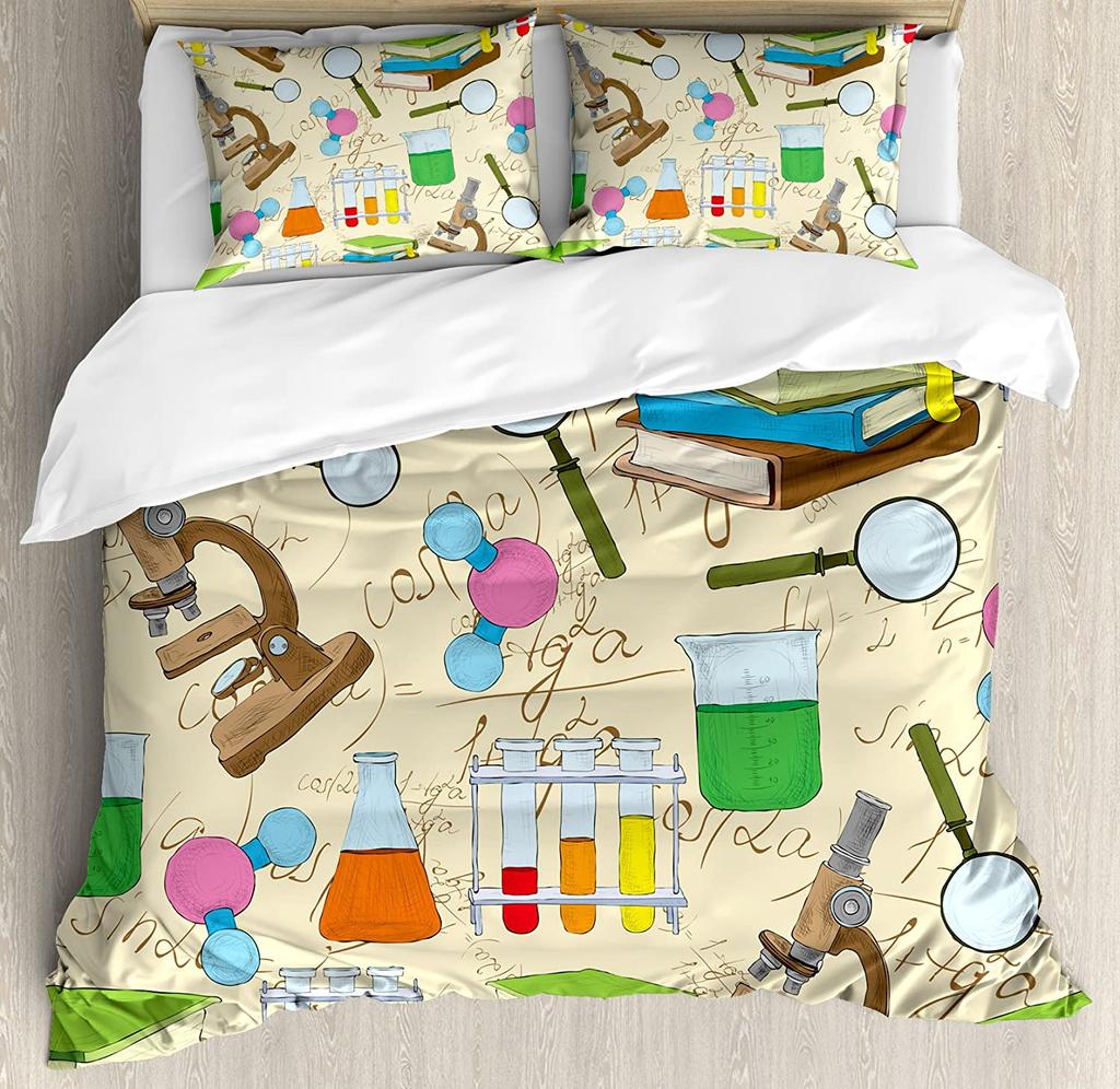 Bookshelf Library Book Printed Comfort Duvet Cover Pillow Case Home Textile Quilt Cover Boy Kid Teen Girl 3pcs Bedding Set