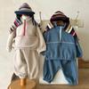 Men's and Children's Double-Sided Fleece Stand Collar Zipper Set: Autumn/Winter Casual and Plus Velvet Sportswear Two-Piece.