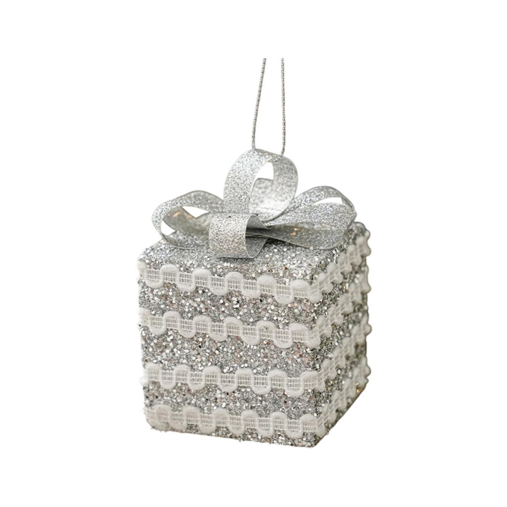 Christmas Hanging Ornaments with Foam Balls Stars Shapes Sequins Beads and Gift Box for Holiday Tree Decorations