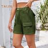 Pantaloni scurți cargo de damă, casual, până la genunchi, bermude cu buzunare multiple, pantaloni cargo de vară cu picior drept