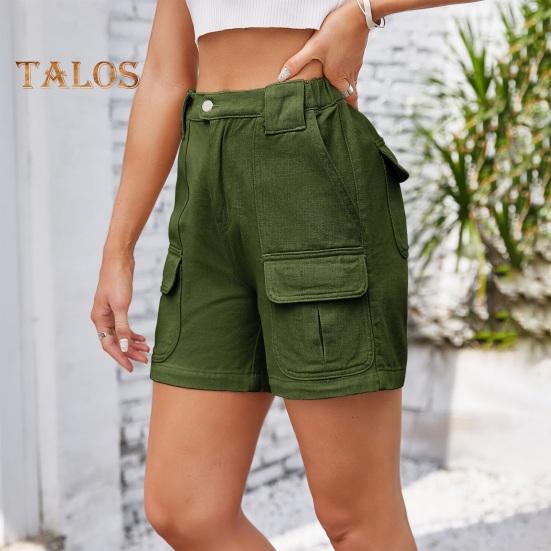 Pantaloni scurți cargo de damă, casual, până la genunchi, bermude cu buzunare multiple, pantaloni cargo de vară cu picior drept
