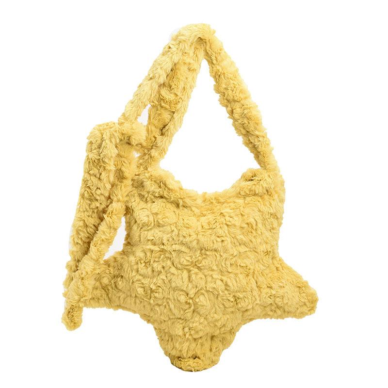 Geantă de umăr versatilă cu stele și Japonia și Coreea, geantă de pluș drăguță pentru femei, geantă de umăr cu capacitate mare