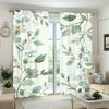 2Pc Sets Of Green Leaf Themed Curtains, Polyester Fabric, Machine Washable, Suitable For Bedroom, Living Room, Bathroom