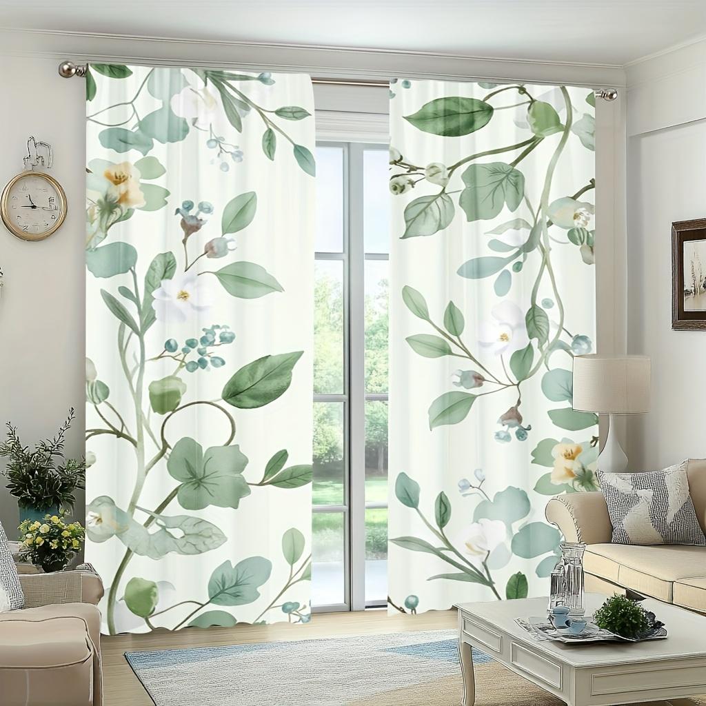 

Комплекты из 2 штук штор с зелеными листьями, полиэстеровая ткань, машинная стирка, подходят для спальни, гостиной, ванной комнаты 53x116cm &2pc