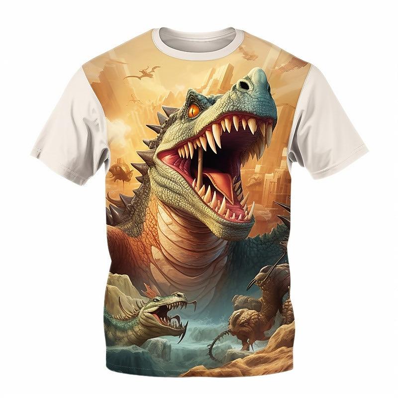 

Christmas Boys 3D Dinosaur Tee Shirts Short Sleeve 3D Print Summer Spring Active Sports Fashion Kids 3-12 100