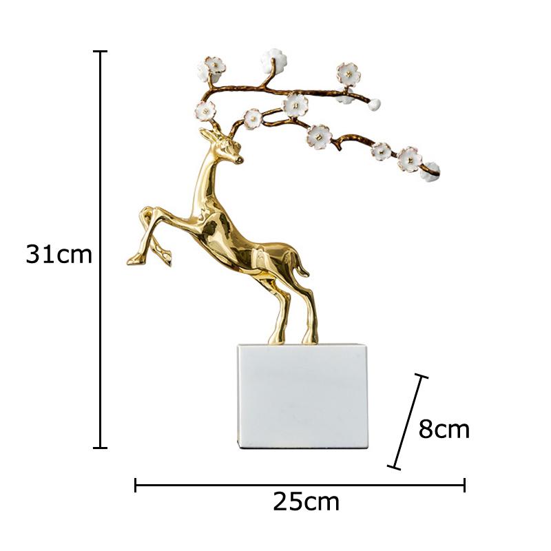 Enamel Colored Sika Deer Plum Blossom Antlers Statue Desk Decoration Ornaments Delicate Deer Sculpture Room Aesthetic Decor