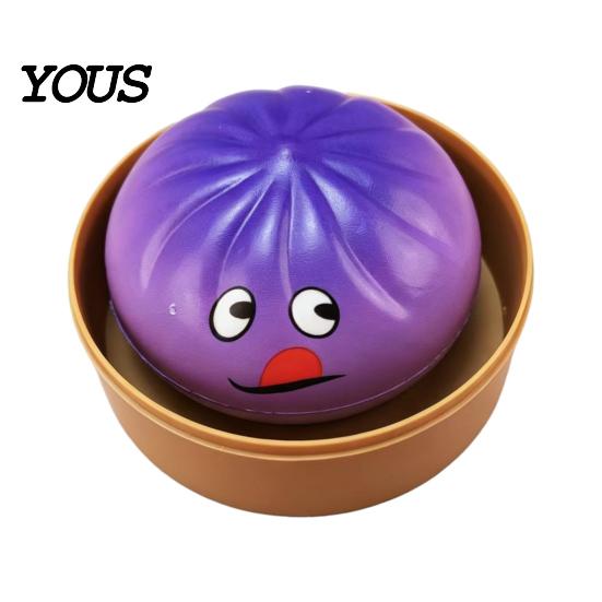Dumpling Squeeze Toy Cartoon Expression Toy, Anxiety Relief Dough Stress Ball Fidget Stretchy Steamed Bun Sensory for Kids Adults Reliever