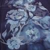 [BYSIFA] Women Navy Blue Pure Silk Scarf Hijab Fashion Peony Design Long 100% Silk Shawl Scarf Fall Winter Silk Scarves Echarpes