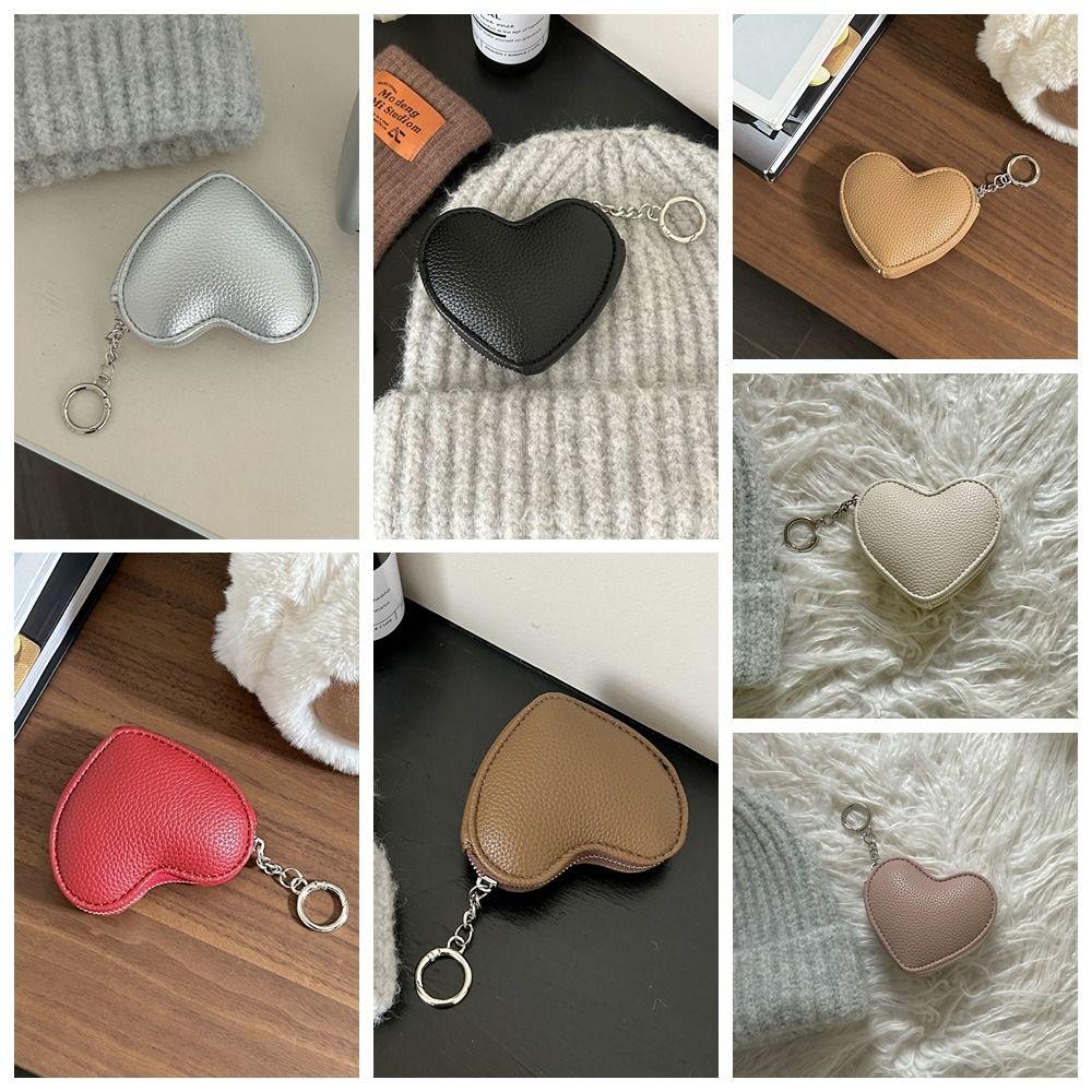 Pendant Heart Shape Wallet Zipper Cute Card Holder Change Bag PU Leather Coin Purse  Outdoor