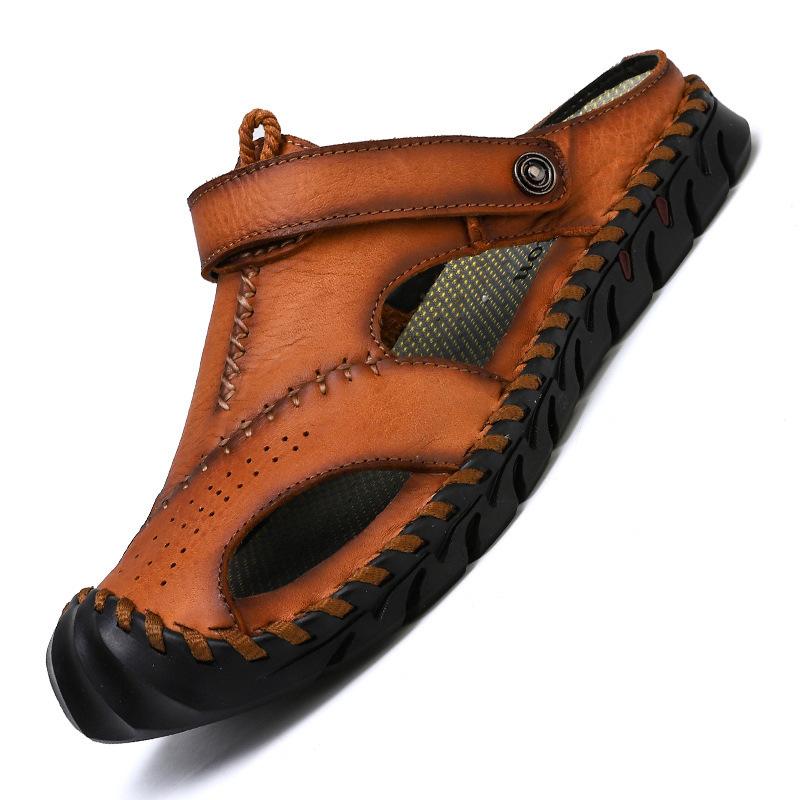 Sandalen Sommer Herren Leder Klassische Herrenschuhe Hausschuhe Weiche Sandalen Herren Römisch Bequem Outdoor Walking Schuhe
