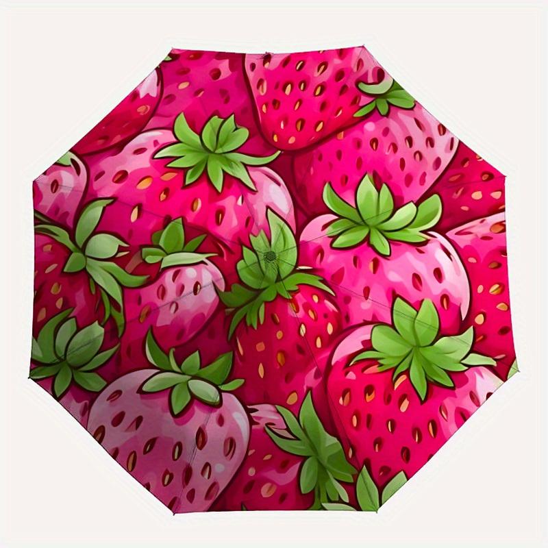 

1pc Strawberry Pattern Automatic Open/Close Umbrella, Ideal Fan Gift for Birthday, Christmas, Trendy Fashion y250828023