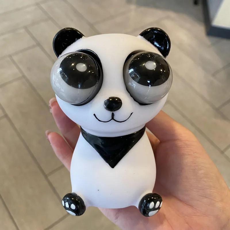 Funny Grass Worm Pinch Toy Panda  Stress Relief Fidget Decompression Toy  Eyes Squeeze Toys Relieve Anxiety Stress Relief Slug