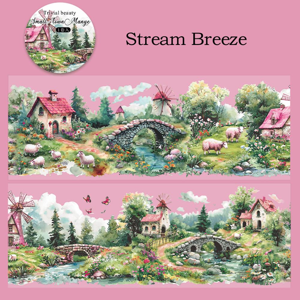 

A Small Town in The Wild Series Vintage Flower Landscape PET Tape Scrapbook Stickers Journal Collage Decorative Craft Material Stream Breeze