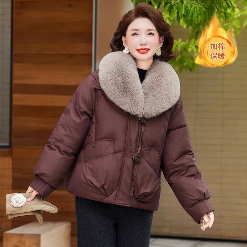 Winter Jacket Short Down Cotton Clothes Versatile New Middle-aged Women's Winter Fashion Warm Cotton-padded Clothes
