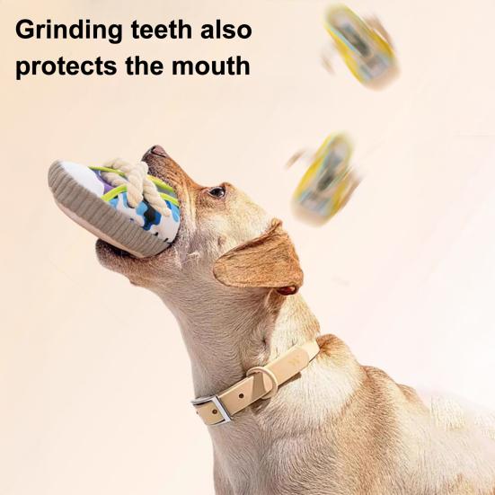 Yousheng Canvas Quietschie Hundespielzeug Pantoffel-förmiges Kauspielzeug für Welpen Kleine Hunde Bissfest Geräuscherzeugend Welpenspielzeug zur Zahnpflege Angstlinderung