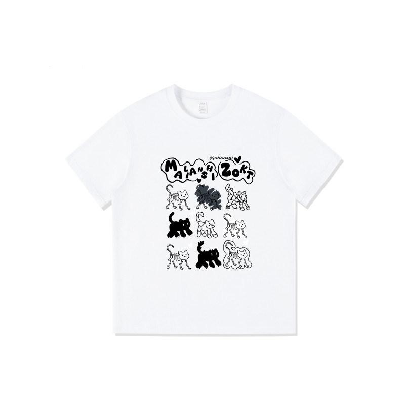 Pure cotton American retro short-sleeved t-shirt women's new popular design sense niche loose large size cartoon trendy top