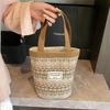 New Hand-Carrying National Style Tote Bag Flower Printed Linen Bohemian Handbag Lightweight Underarm Bag Women