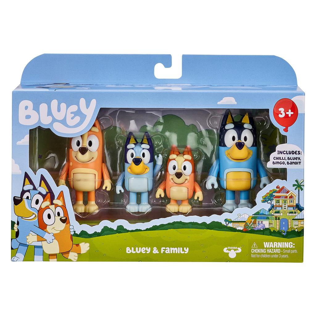 Bluey 2.5-3 inch Poseable Figure 4-Pack with Bluey Bingo