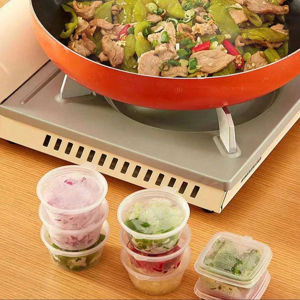 50Pcs Disposable Plastic Sauce Cup With Lids Food Box 25/50/100ml Vinegar Soy Packing Storage Containers Kitchen Organizer Tool