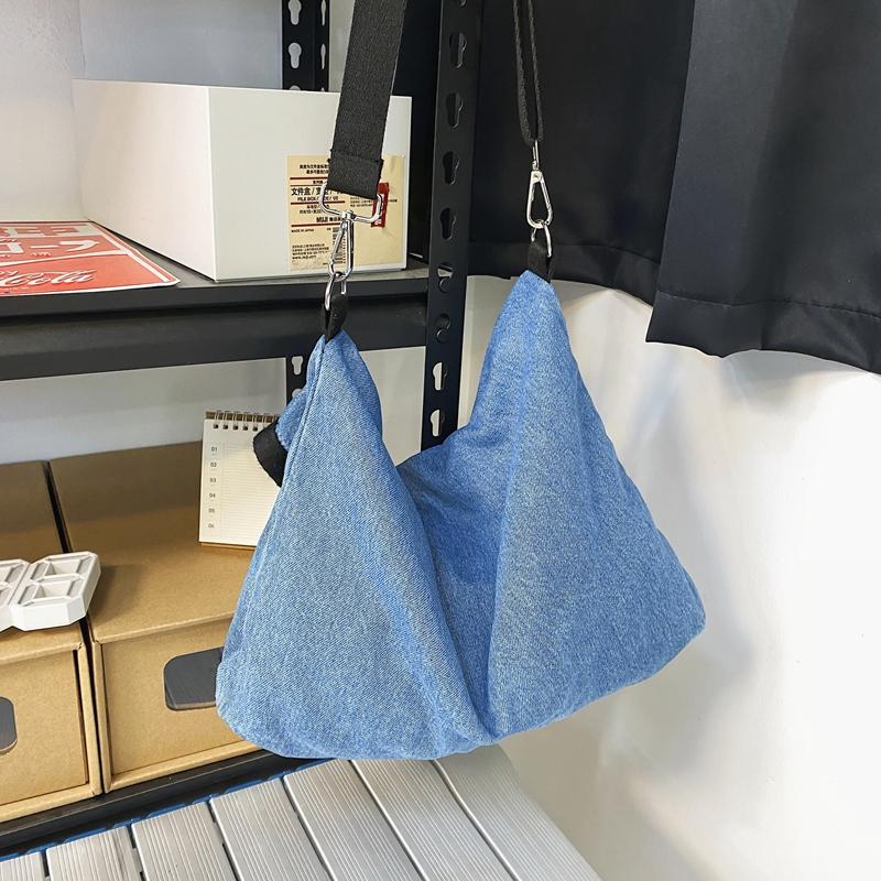 Denim Çanta Büyük Kapasiteli Omuz Çantası Kadın Crossbody Çanta Düz Renk Messenger Çanta