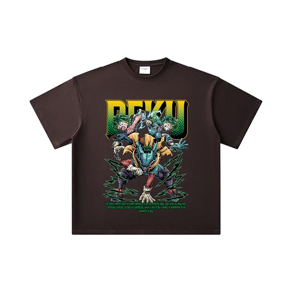 260 GSM Double Yarn 32 Count 100% Cotton My Hero Academia V15 Deku Print Unisex Heavy Cotton T Shirt