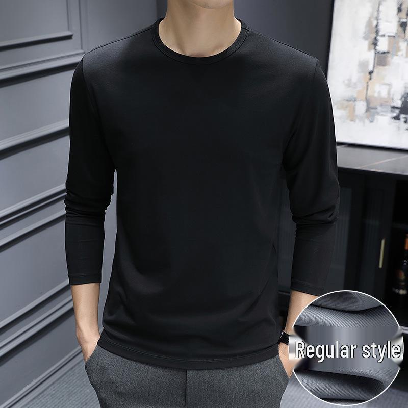 

Luxury Silky Modal Cotton Men s Long-Sleeve Round Neck T-Shirt, Solid Color, Anti-Static, Perfect for Spring and Autumn. L