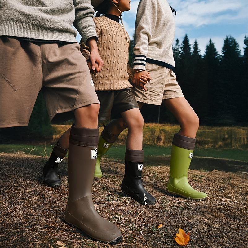 Wild Bird Association Parent-child Foldable Rain Shoes Bundle Rain Boots Men's and Women's Water Shoes High Water Boots Outdoor Fashion Camping Glue