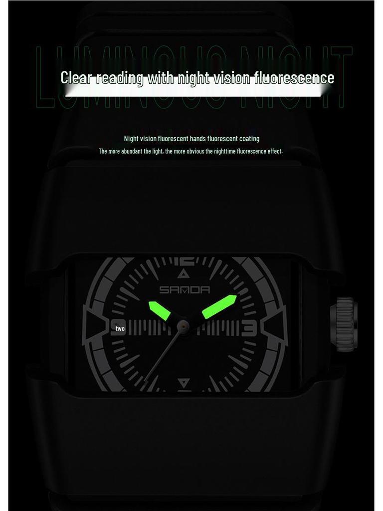 Sanda Men's Waterproof Y2K Retro Quartz Wristwatch with Multi-section Armor Strap, Model 9503.