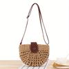 Casual Single Shoulder Handwoven Bag Hollow Half-Moon Crossbody Straw Bag Women's Beach Bag