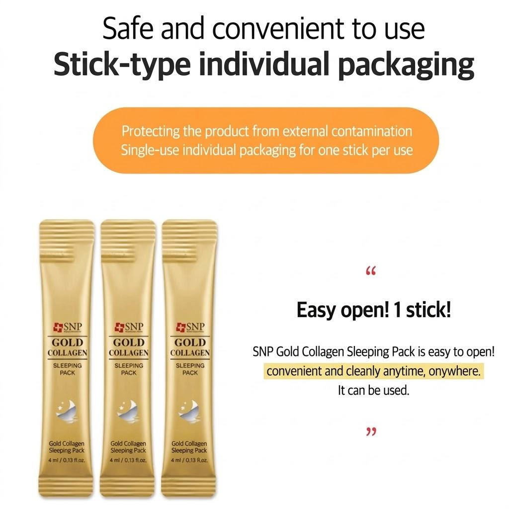 [SNP] Gold Collagen Sleeping Pack (1Unit-20Sticks), Korea popular explosive cosmetics