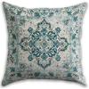 Vintage Boho Floral Print Throw Pillow Cover 18x18 - Orange, Blue, Teal - Retro Rust Floral Decor Pillowcase | Indoor Outdoor Cushion Case for Sofa