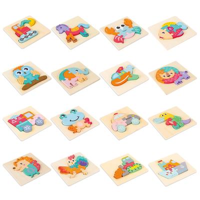 Jigsaw Puzzle Early Education Animal Puzzle Learning Playset Toy Set Educational Various Animal Traffic Vehicle Models