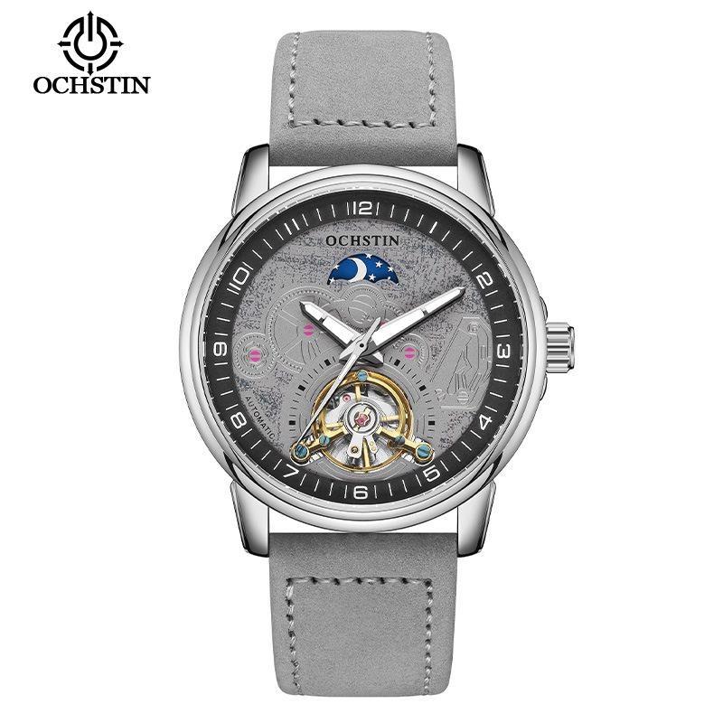 Мужские часы Топ Бренд Роскошные Турбийон Механические часы Кожаные Водонепроницаемые Автоматические Скелетоны
