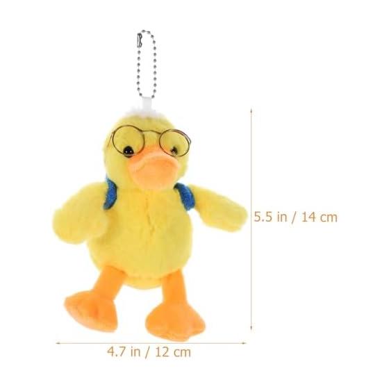 Duck stuffed toy keychain bag charm glasses yellow cute fluffy mascot strap bag decoration key car animal fashion present