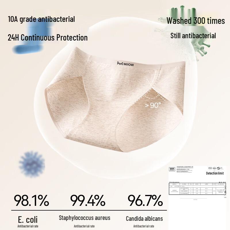 Mao Ren Women's Pure Cotton Antibacterial Briefs 3-Pack