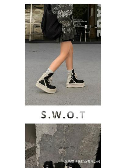 Height-Boost 10cm Unisex High-Top Sneakers with Inverted Triangle Design